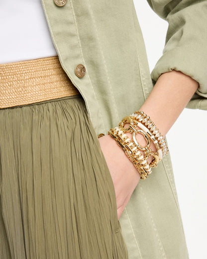 Chico's | White Gold Slice Stretch Bracelet/ White