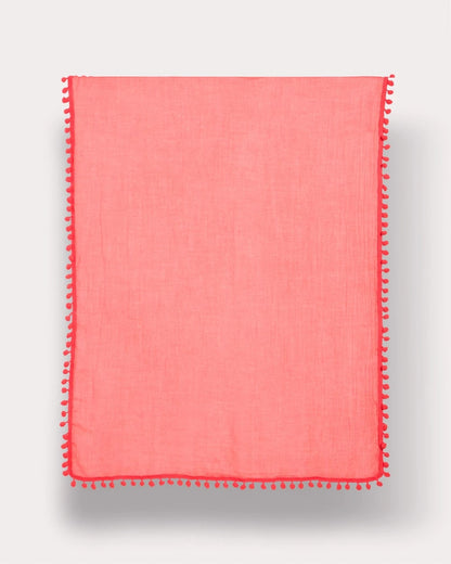 Chico's | Pom Pom Oblong Scarf/ Calypso Coral
