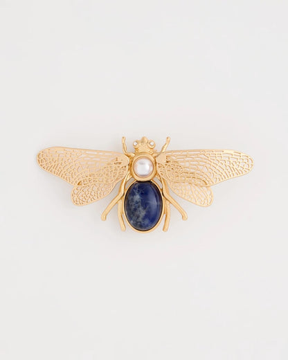 Chico's | Sodalite Stone Pearl Bee Brooch/ Blue