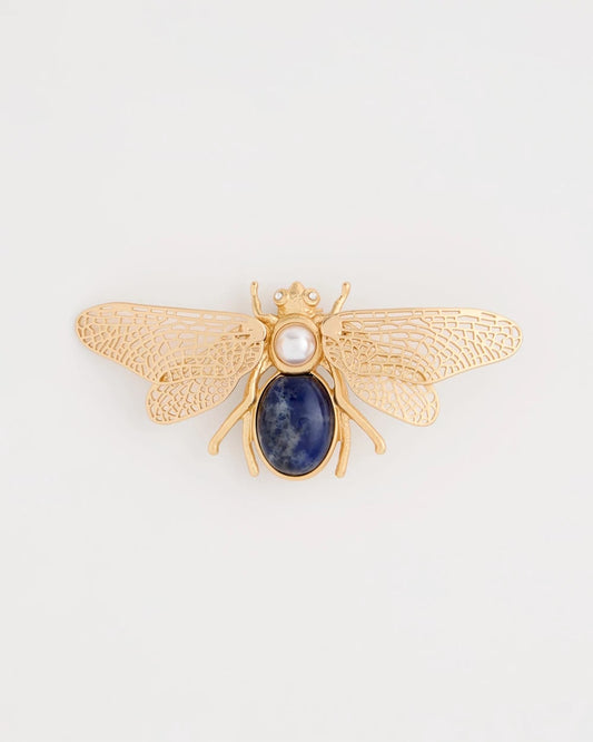 Chico's | Sodalite Stone Pearl Bee Brooch/ Blue
