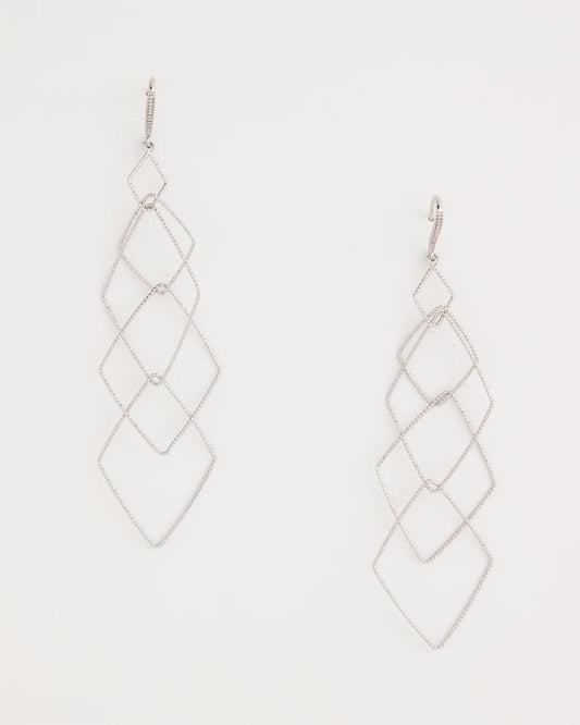 Chico's | Geo Linear Drop Earrings/ Silver