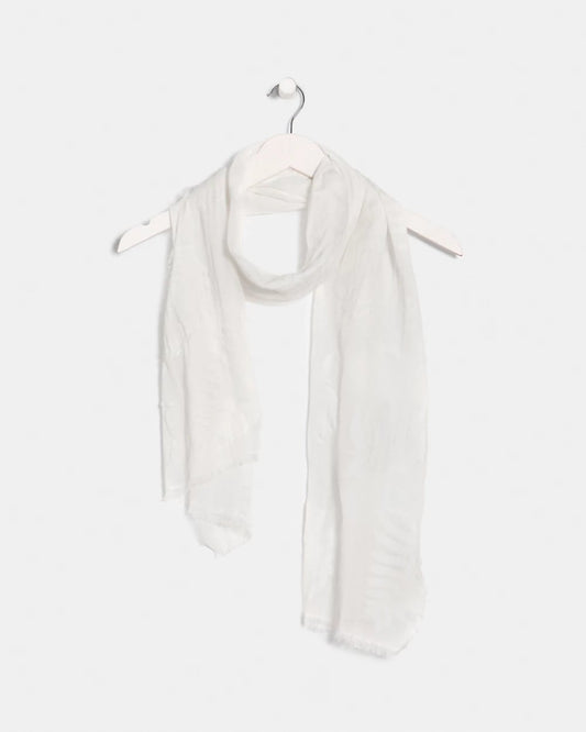 Chico's | Textured Palms Oblong Scarf/ White