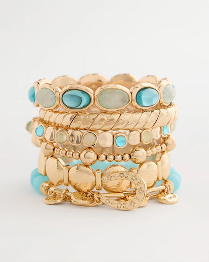 Chico's | Quartz Stone Small Stretch Bracelet/ Light Blue