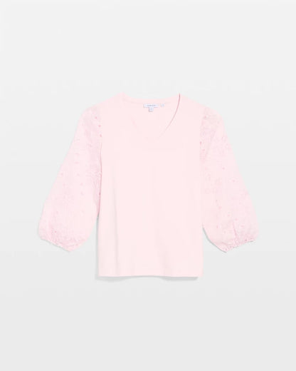 Chico's | Floral Eyelet Sleeve Tee/ Sweet Blossom