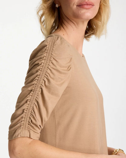 Chico's | Touch of Cool™ Ruched Sleeve Knit Tee/ Cattail Brown