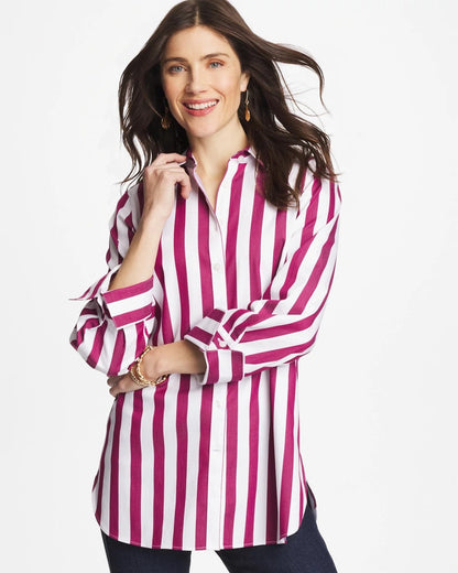 Chico's | No Iron™ Stretch Striped Shirt/ Gladiolus