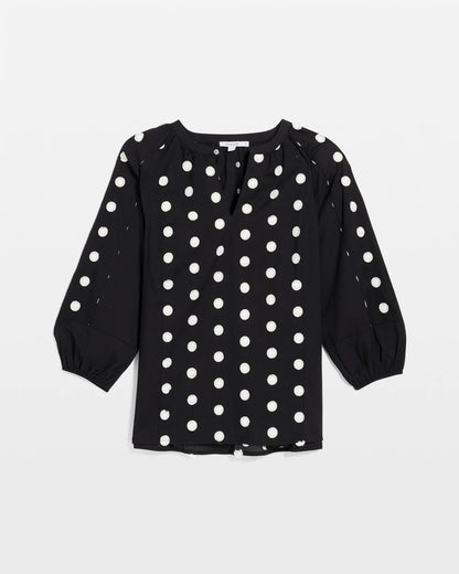 Chico's | Textured Polka Dot Blouse/ Black