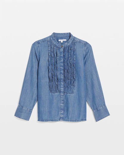 Chico's | Tencel Ruffle Front Shirt/ Bailey Indigo