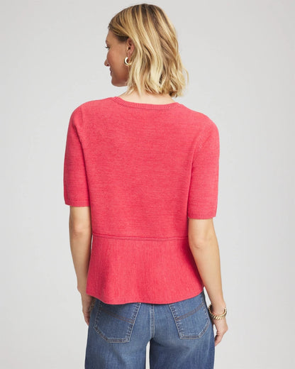 Chico's | Pullover Peplum Sweater/ Folkloric Red