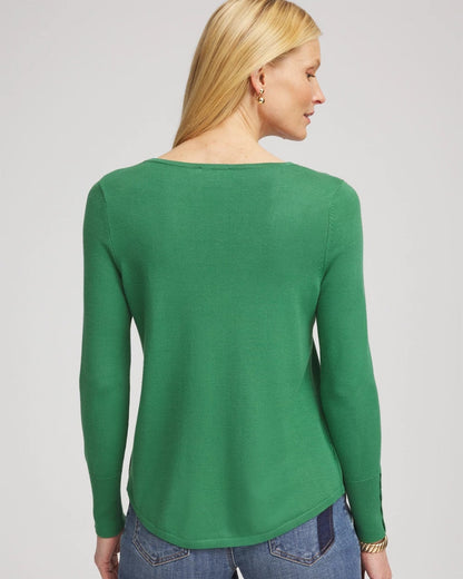 Chico's | Ella V-Neck Pullover Sweater/ Jardin Green