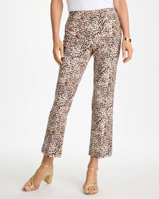 Chico's | Brigitte™ Animal Print Crop Flare Pants/ Pale Sand