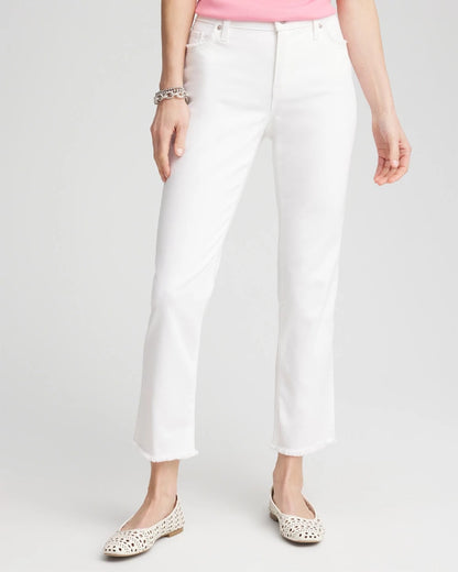 Chico's | Girlfriend Frayed Cropped No Stain Jeans/ Alabaster
