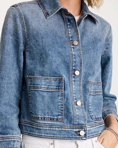 Chico's | Denim Cropped Trucker Jacket/ Sakura Indigo