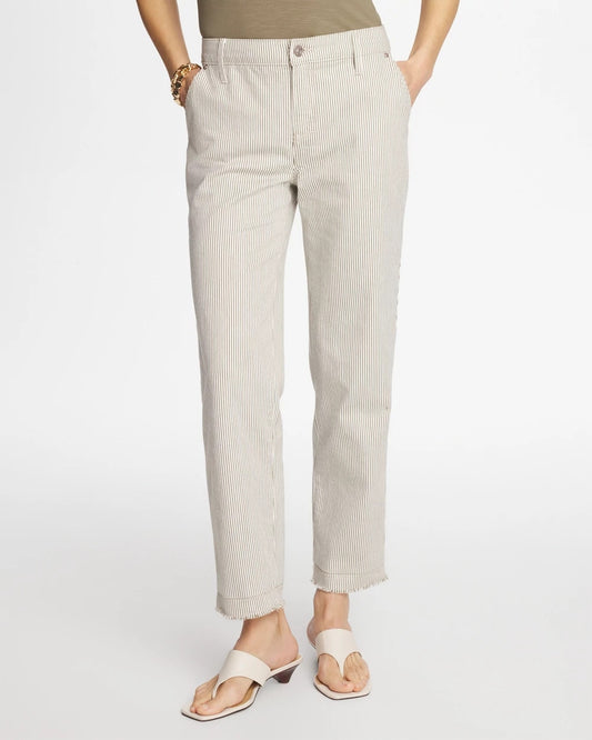 Chico's | Stripe Girlfriend Straight Ankle Jeans/ Lichen