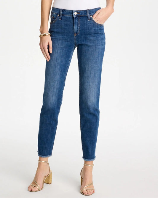 Chico's | Girlfriend Slim Frayed Ankle Jeans/ Kailua Indigo