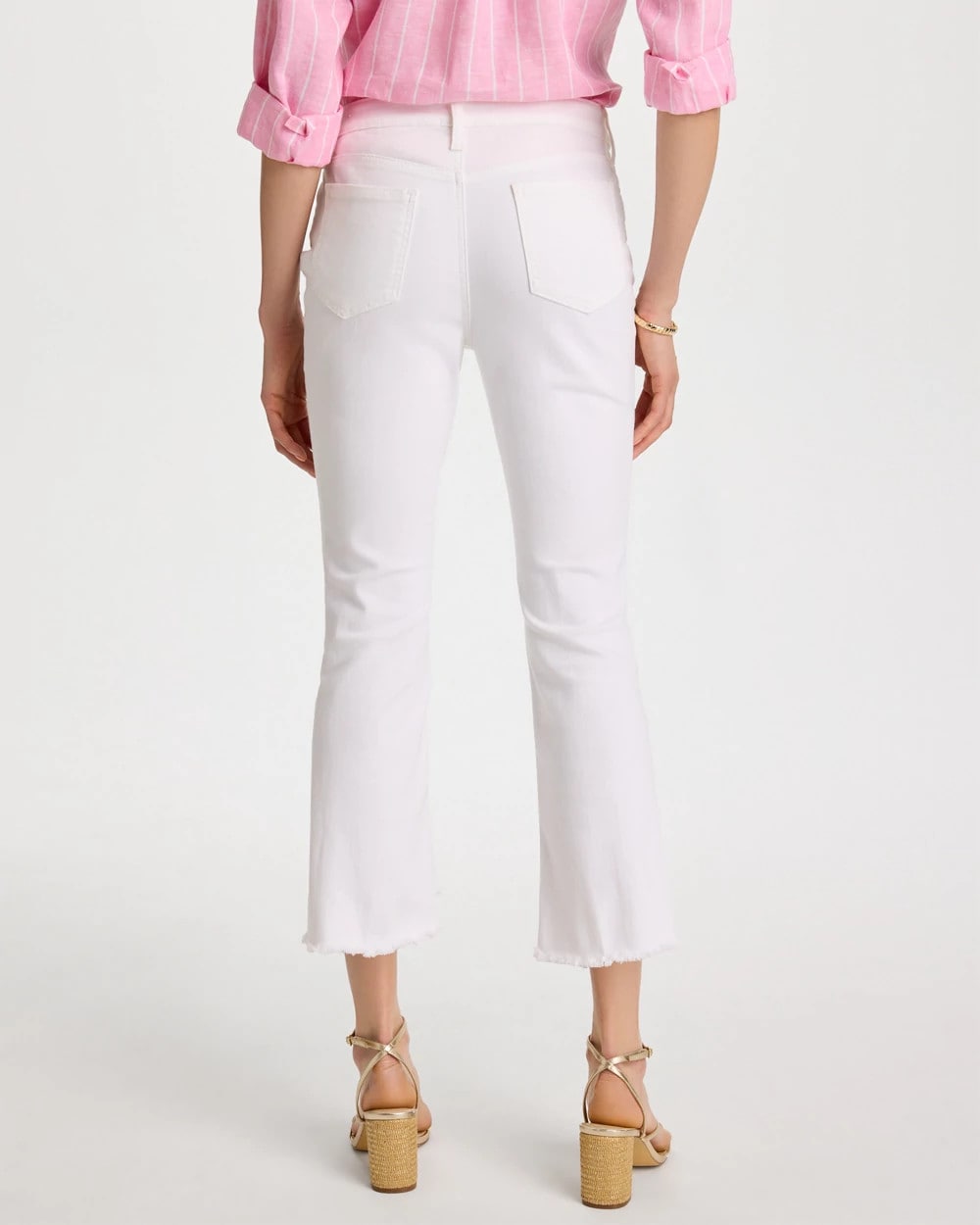 Chico's | Petite No Stain Girlfriend Fray Hem Kick Flares/ Alabaster