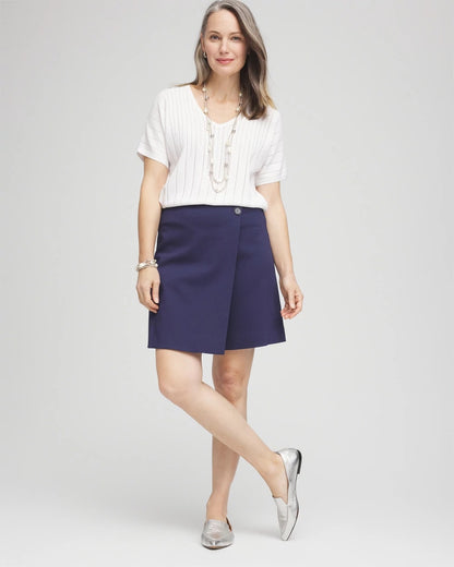 Chico's | Brigitte™ Pull-On Asymmetrical Wrap Skort/ Passport Blue
