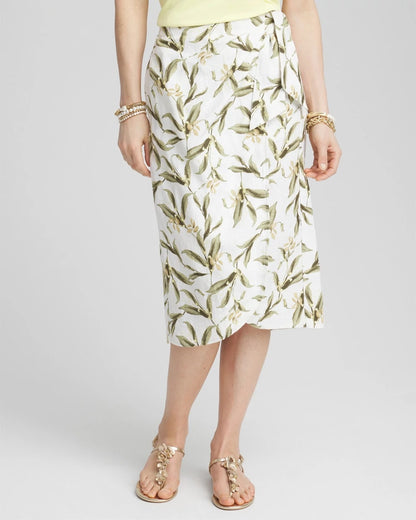 Chico's | Linen Midi Wrap Skirt/ Alabaster