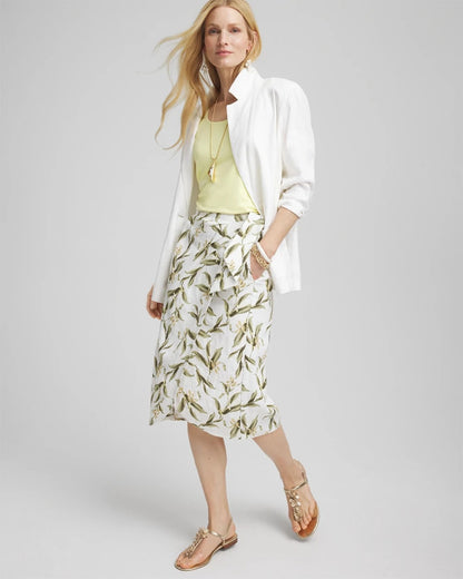 Chico's | Linen Midi Wrap Skirt/ Alabaster