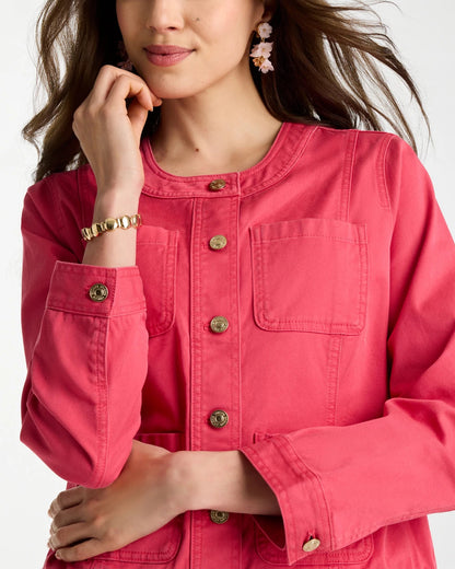Chico's | Collarless Twill Box Jacket/ Hot Honeysuckle