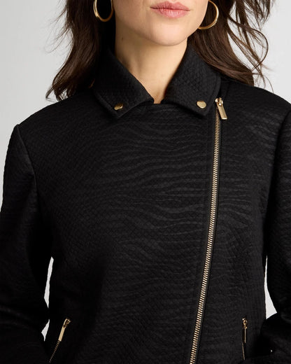 Chico's | Embossed Knit Moto Jacket/ Black