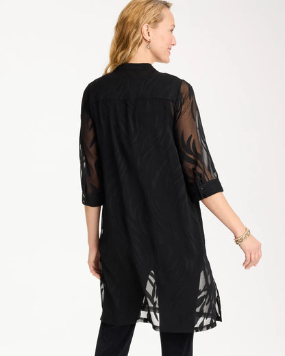Chico's | Travelers™ Collection Sheer Jacquard Topper/ Travelers Black