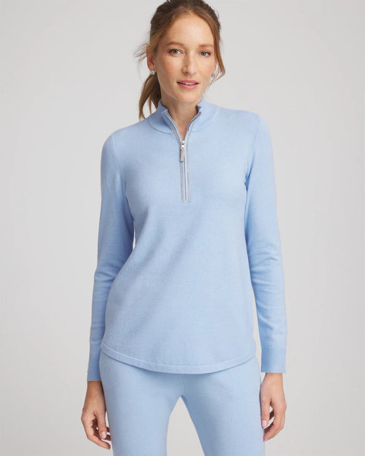 Chico's | Zenergy® Luxe Half-Zip Pullover Top/ Crystal Topaz