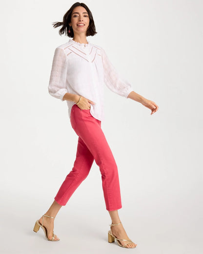 Chico's | Girlfriend Roll Cuff Crop Jeans/ Hot Honeysuckle