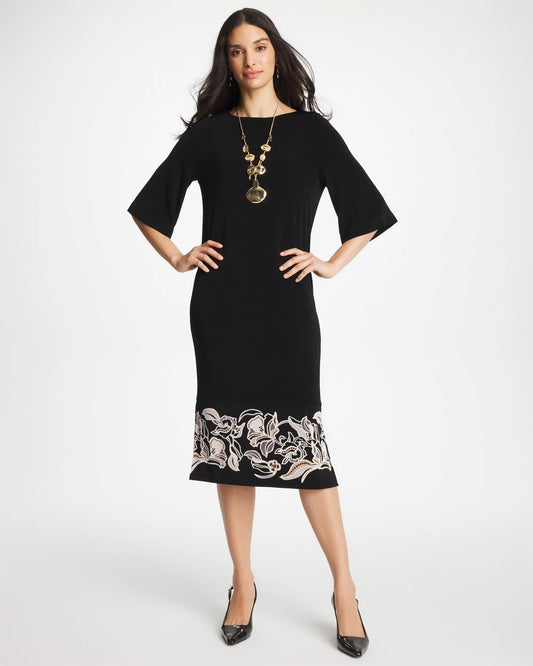 Chico's | Travelers™ Border Kimono Sleeve Dress/ Travelers Black