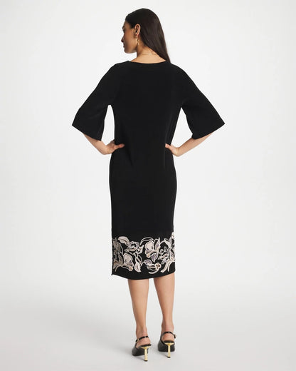 Chico's | Travelers™ Border Kimono Sleeve Dress/ Travelers Black