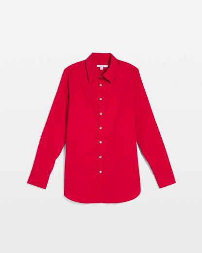 Chico's | No Iron™ Rhinestone Button Shirt/ Carmine Red