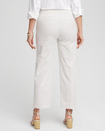 Chico's | Emme Striped Sailor Straight Crops/ Ecru