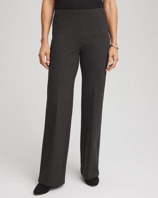 Chico's | Petite Juliet Wide Full-Length Ponte Pants/ Graphite Heather Gray