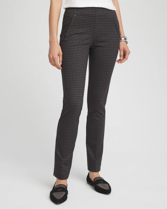 Chico's | Juliet Tonal Check Ankle Pants/ Black
