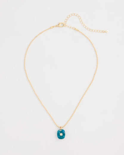 Chico's | Genuine Jade Stone Pendant Necklace/ Teal
