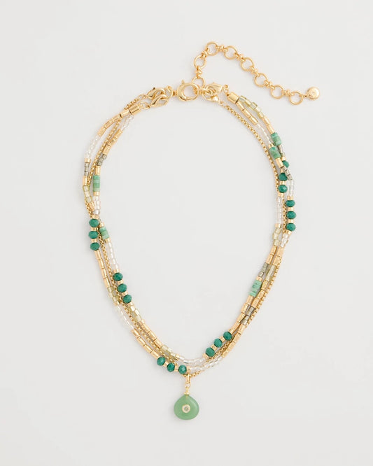 Chico's | Aventurine Stone Pendant Necklace/ Green