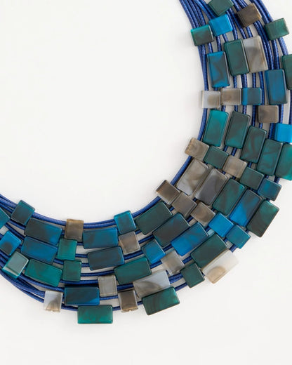 Chico's | Chico's Originals Resin Square Corded Necklace/ Blue Multi