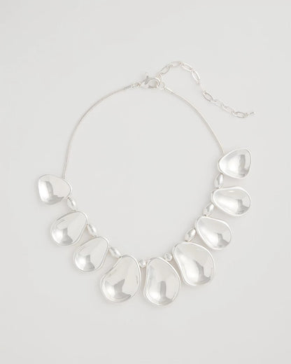 Chico's | Shiny Silvertone Bib Necklace/ Silver