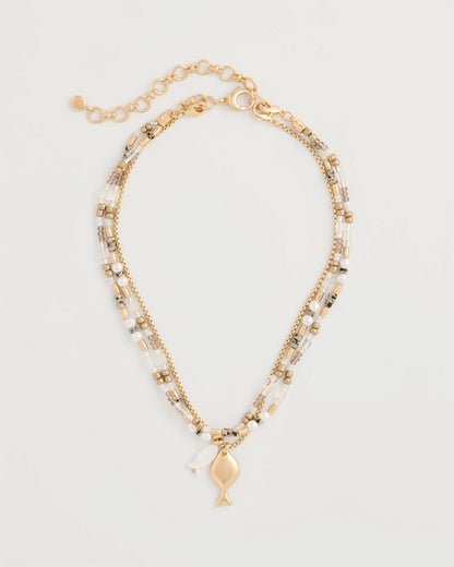 Chico's | Neutral Jasper Shell Short Necklace/ Neutral