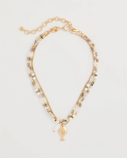 Chico's | Neutral Jasper Shell Short Necklace/ Neutral