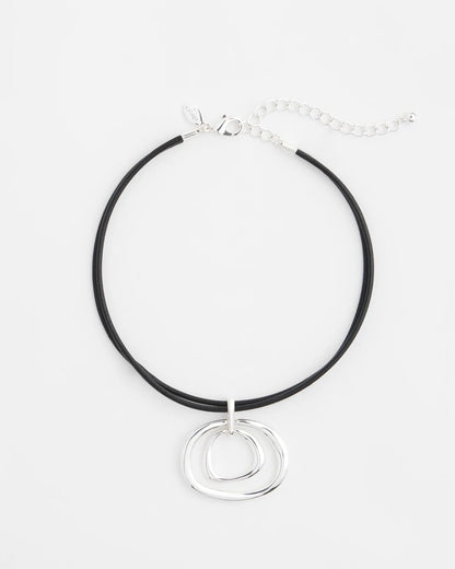 Chico's | Silver Tone Rings Pendant Necklace/ Silver