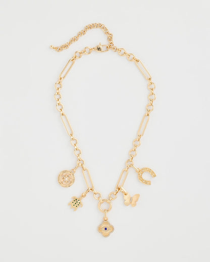 Chico's | Shiny Goldtone Novelty Charm Necklace/ Gold