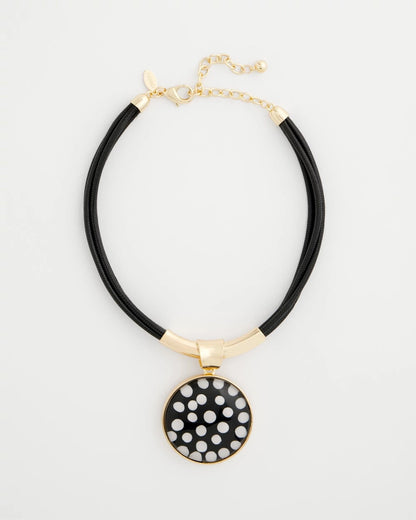Chico's | Polka Dot Pendant Necklace/ Black/White