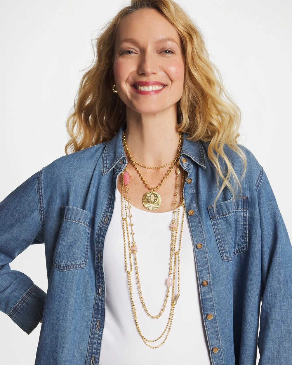 Chico's | Short Gold Ball Chain Pendant/ Gold