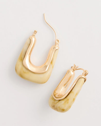 Chico's | Neutral Goldtone Square Hoop Earrings/ Neutral