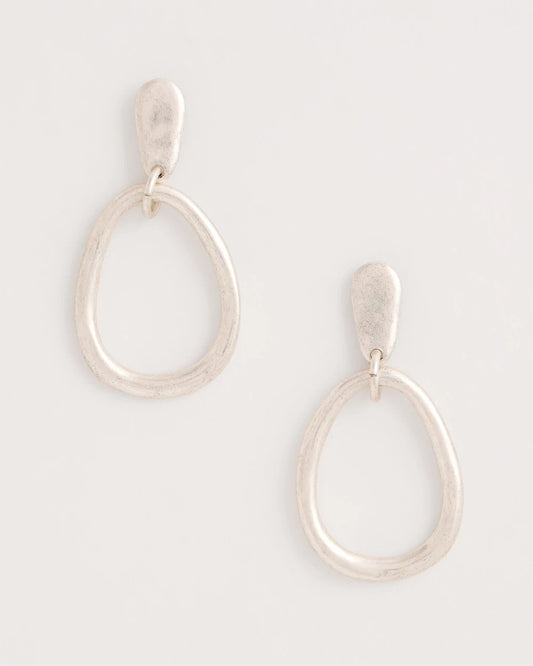 Chico's | Silvertone Open Circle Drop Earrings/ Silver