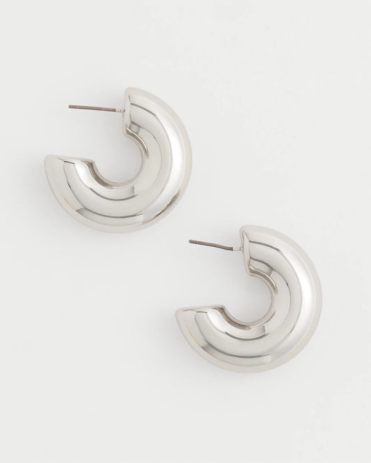 Chico's | Silver Puff Hoop Earrings/ Silver