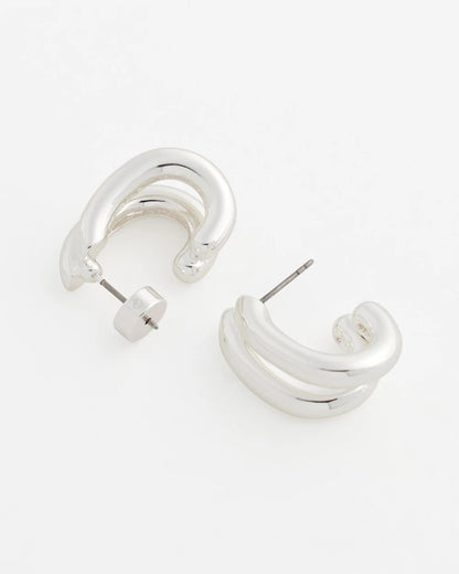 Chico's | Silver Double Mini Hoop Earrings/ Silver