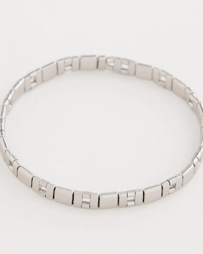 Chico's | Glam Silvertone Slice Stretch Bracelet/ Silver