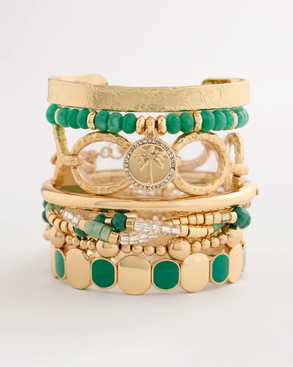 Chico's | Genuine Howlite Beaded Stretch Bracelet/ Green